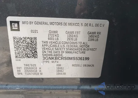 2021 Chevrolet Blazer Fwd 2Lt from USA, damaged, VIN 3GNKBCRS0MS536199